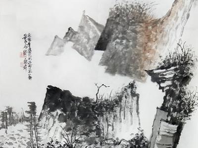 笔墨新爽抒情趣——戴起群山水画参展成功美术馆“墨彩汗流香 劳动入画境·全国名家书画艺术展”